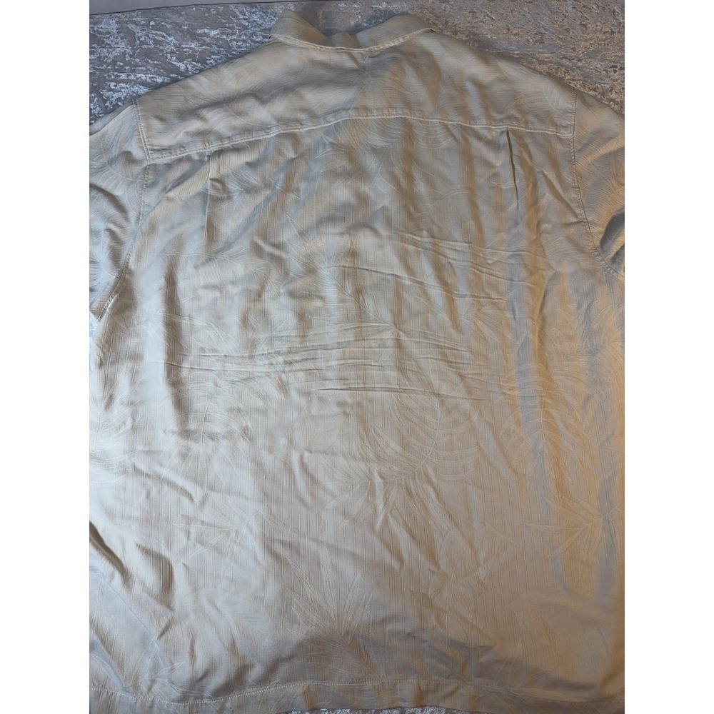 Tommy Bahama Original Fit 100% Silk Hawaiian Camp Shirt Ivory Palm Men's XXL - Picture 10 of 14